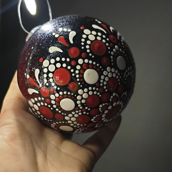 Handmade Ornament red black white Christmas Ornament Mandala - Picture 4 of 5